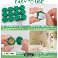 Roach Gel Bait, Upgraded Indoor Cockroach Bait Stations, Fast-Acting & Long-Lasting, Easy Placement for Kitchens & Bathrooms (12-Pack)